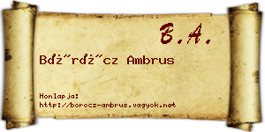 Böröcz Ambrus névjegykártya